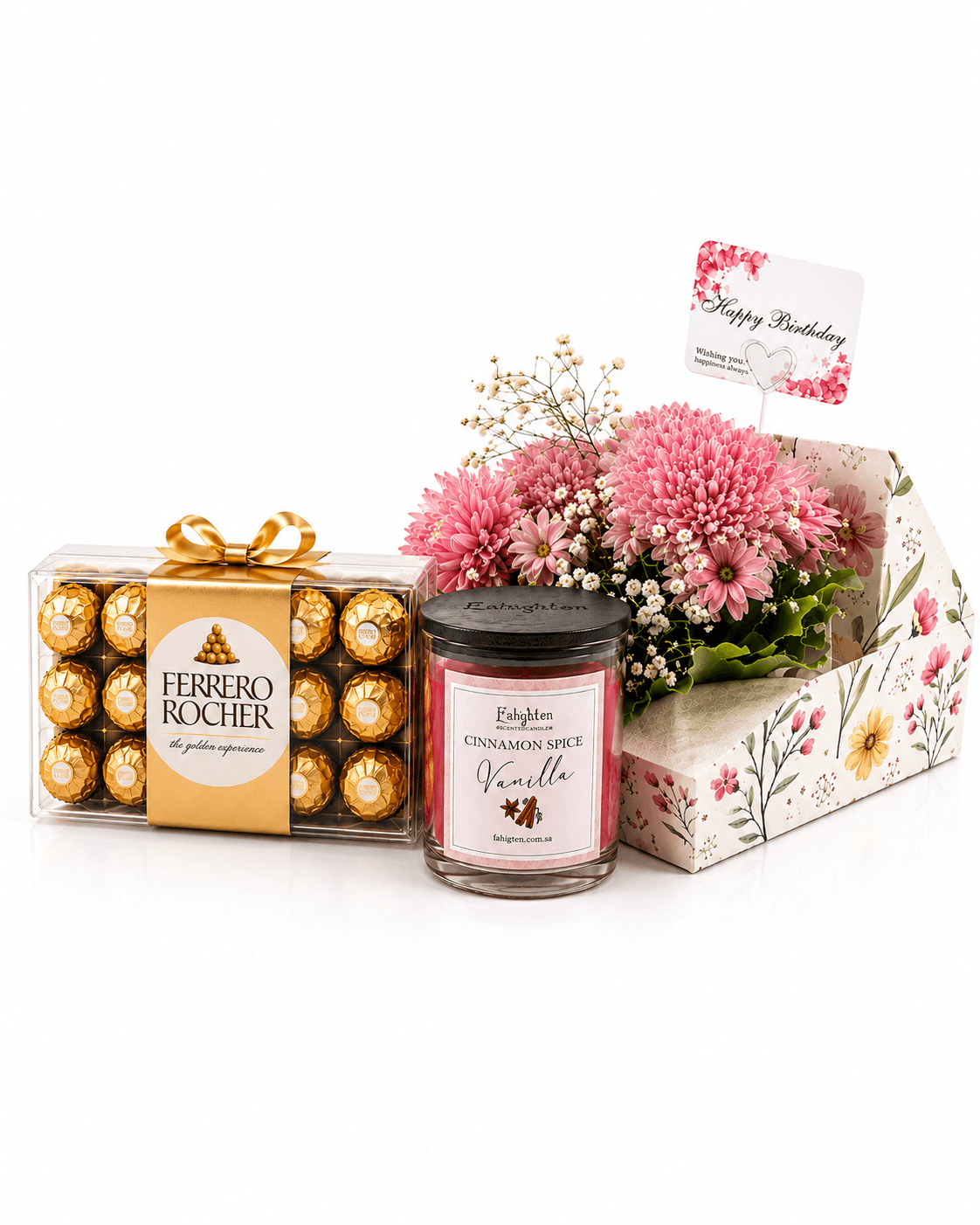 Luxury Ferrero, Candle & Flower Gift Box